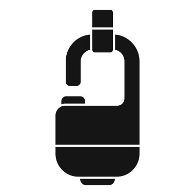 Bir karabinanın siyah silueti, tırmanış ve dağcılıkta güvenlik için kullanılan çok önemli bir ekipman.