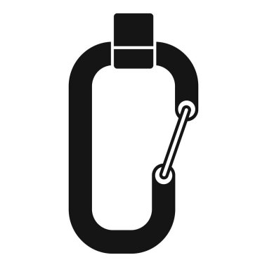 Güvenlik kilidi için siyah tırmanma karabinası yürüyüş için hazır.