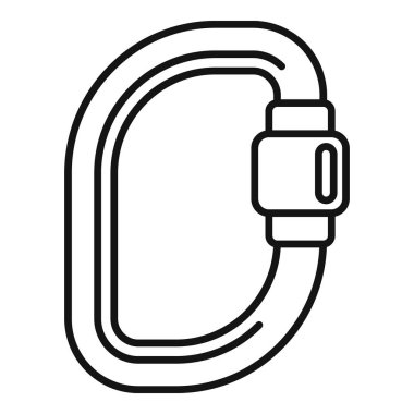 Tırmanan bir karabinanın basit siyah beyaz simgesi, dağcılık ve tırmanma için gerekli teçhizat