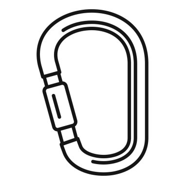 Bu basit siyah ve beyaz vektör simgesi bir karabinayı temsil eder, tırmanmak için gerekli bir araçtır