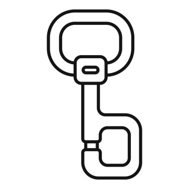 Tırmanan bir karabinanın basit siyah ve beyaz vektör simgesi, dağcılığı ve yüksekliği temsil etmek için mükemmel.