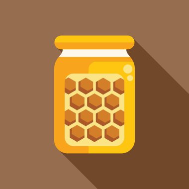 Bal kavanozunun basit ama çekici bir simgesi. Ürünün doğal kökenini vurgulayan bir bal peteği deseni.