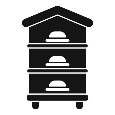 Dört ayaklı, beyaz bir arka planda izole edilmiş bir arı evinin siyah silueti.