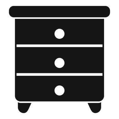 Bu basit siyah dolap, çeşitli eşyalar için yeterli miktarda depolama sağlayan üç çekmeceye sahiptir.