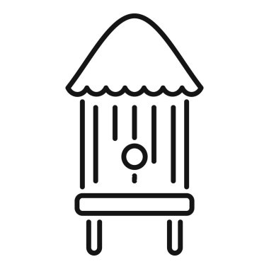 El sallayan bir gölgelikli sokak yemekleri büfesinin basit vektör simgesi