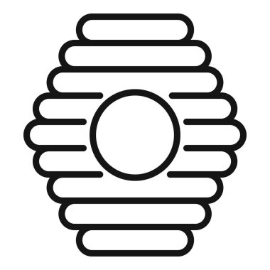 Yuvarlak girişli bir arı kovanının çizgi çizimi, bal üretmek ve bal peteği depolamak için kullanılır