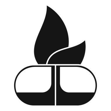 Yanmaz maddeden siyah bir siluet ve tepesinde ateş var.