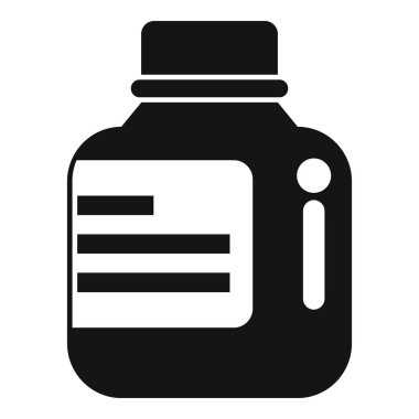 Siyah kabartma tarzı simge, profesyonel temizlik için kimyasal ürünler içeren bir şişeyi temsil ediyor