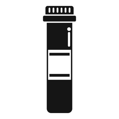 İçinde kan örneği olan bir test tüpünün siyah silueti laboratuvar analizi için hazır.