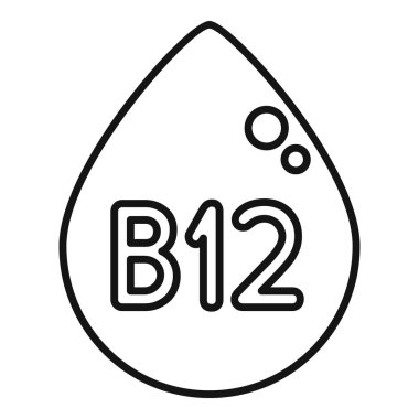 B-12 vitamini içeren basit bir su damlasının ana hatları sağlıklı bir yaşam tarzı için önemini vurgular.