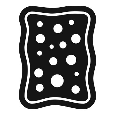 Kabarcık simgesi olan bulaşık yıkama için siyah sünger beyaz arkaplanda izole edilmiş basit bir stilde