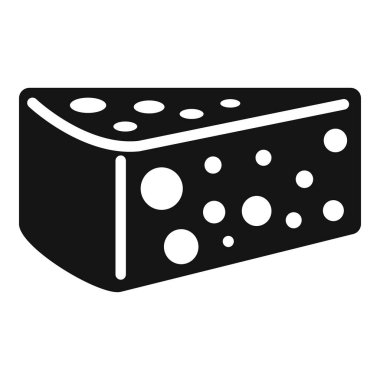 Delikli bir peynir parçasının siyah ve beyaz vektör simgesi