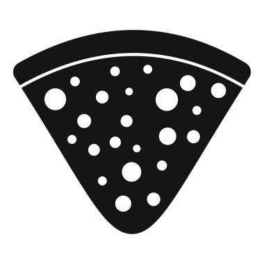 Erimiş peynir oluşturan bir dilim pizzanın siyah beyaz vektör simgesi.