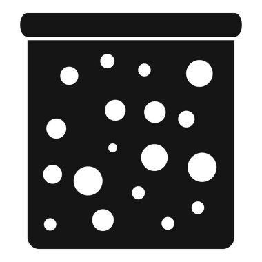 Kare bir peynir bloğunun ambalajda duran deliklerle kaplı basit simgesi