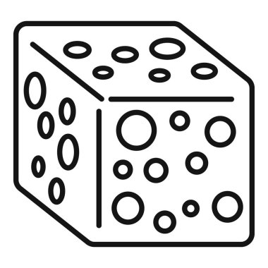 Büyük delikli kare peynirin basit siyah beyaz çizimi