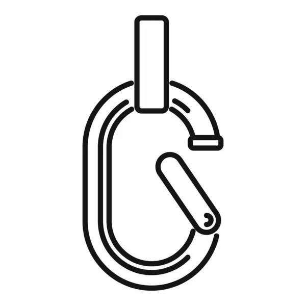 stock vector Simple black and white line drawing of a carabiner, essential gear for climbing and mountaineering