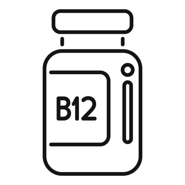 stock vector Simple line icon representing a bottle of b12 vitamin supplement, often used to address vitamin b12 deficiency