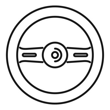 Direksiyon simidinin basit çizgisi çizimi, sürüş konseptini temsil ediyor.