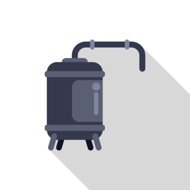 Endüstriyel kullanım için su ısıtma sistemi ve beyaz arka planda uzun gölgeler