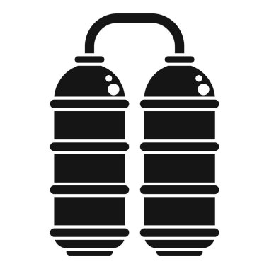 Tüplü oksijen tanklarının siluet simgesi, su altında nefes almak için gerekli ekipman