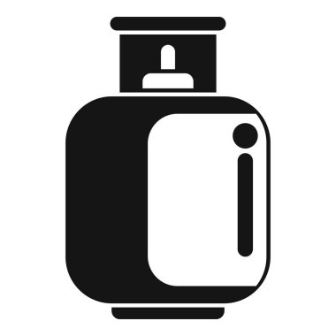 Gaz silindirinin siyah beyaz simgesi. Kamp gezileri sırasında açık havada pişirme ve ısıtma için temel ekipman.