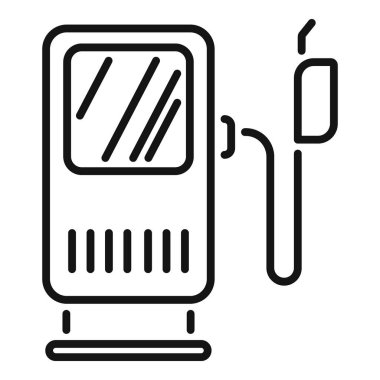 Elektrikli araç şarj istasyonunu temsil eden, sürdürülebilir ulaşımı sembolize eden basit siyah beyaz simge