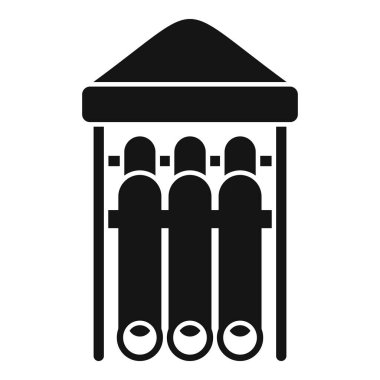 Siyah katı gaz silindirleri depolama simgesi beyaz arka planda dışarıda duruyor