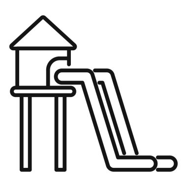 Su kaydırağının başlangıç platformlu basit bir sanat simgesi. Su parklarını, yaz eğlencelerini ve tatil etkinliklerini temsil etmek için mükemmel.