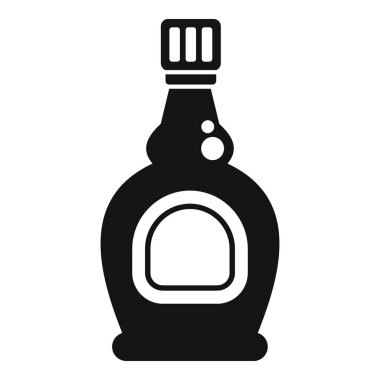 İçinde şurup olan siyah bir siluet ikonu, tatlı bir gıda ürünü.