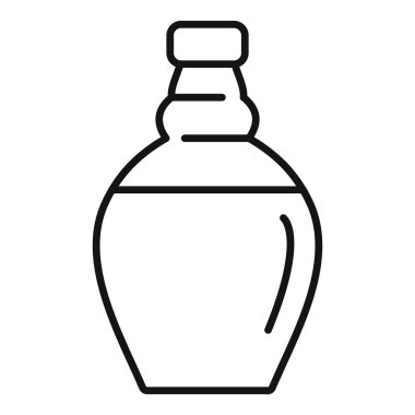 Klasik içki şişesi ayakta duruyor. Alkol için basit bir doğrusal ikon.