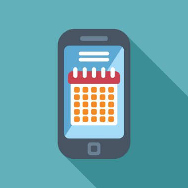 Takvim uygulaması, dijital zamanlama ve zaman yönetimini sembolize eden bir akıllı telefon ekranında görüntülenir