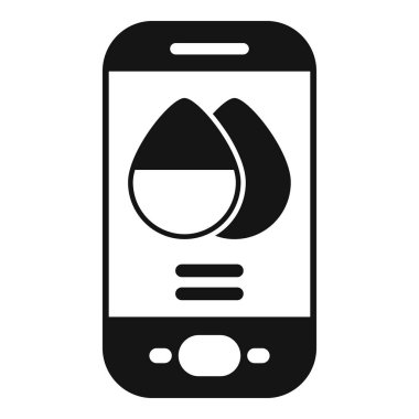 Su damlası gösteren akıllı telefonun basit, cesur simgesi, hidrasyon izleme uygulamalarını temsil etmek için mükemmel.