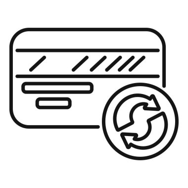 Tekrarlanan ödeme işaretli bir kredi kartını temsil eden satır simgesi, çevrimiçi ödemeler ve aboneliklerle ilgili projeler için ideal