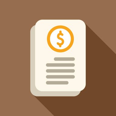 Bir dolar işareti gösteren stilize belge, potansiyel olarak bir mali durumu veya iş raporunu sembolize ediyor