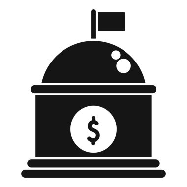 Üzerinde bir bayrak dalgalanan banka binası, mali istikrar ve hizmetleri simgeliyor