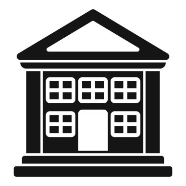 Sütunları, büyük girişi ve birçok penceresi olan bir parlamento binası cephesinin basit vektörü