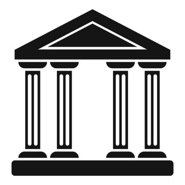 Üçgen bir soyu destekleyen dört sütunu olan klasik bir tapınağın siyah silueti.