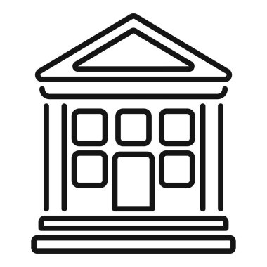 Sütunları ve üçgen çatısı olan bir adliye binasını tasvir eden basit bir çizgi resim simgesi