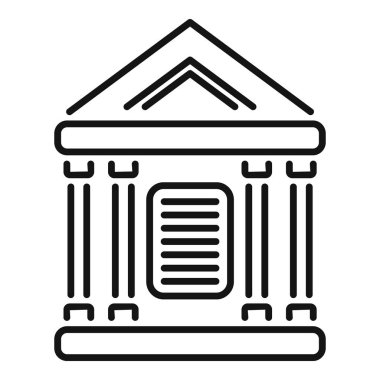 Simple line art icon of a courthouse building with columns, symbolizing law, justice, and the legal system clipart