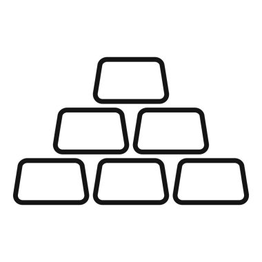 Altın külçelerinin çizgi sanat simgesi bir piramit oluşturarak zenginliği ve finansal başarıyı sembolize ediyor.