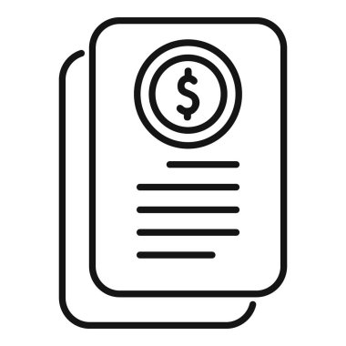 İş, finans ve para kavramlarını vurgulayan bir mali raporun çizgi sanat vektör simgesi