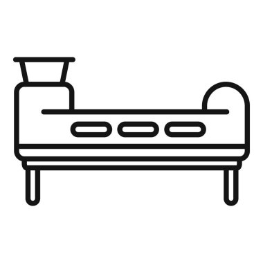 Hastane yatağının basit bir simgesi, tıbbi bakım, hasta iyileştirme ve sağlık sektörünün kavramlarını çağrıştırıyor.