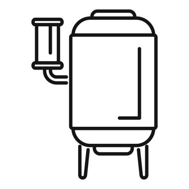 Endüstriyel su ısıtıcısının çizgisi, üstünde kazan var. Endüstriyel ve üretim kavramları için mükemmel.