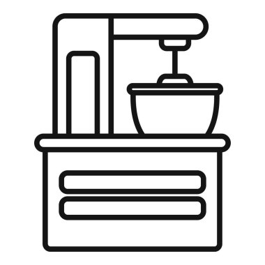 Standart yemek karıştırıcısının çizgi sanat simgesi çırpılmış bir kase ile web siteleri veya uygulamalar için idealdir
