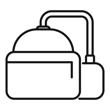 Alkol damıtmak ve üretmek için kullanılan kaçak içki makinesinin basit çizgi simgesi