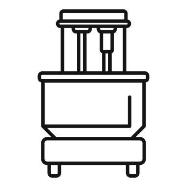 Profesyonel bir mutfak mikseri çizgisi simgesi yerde duruyor, yemek tarifleri ve yemek siteleri için mükemmel.