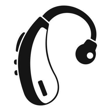 İşitme cihazının siyah simgesi, işitme duyusunu geliştirmek için tasarlanmış bir aygıt
