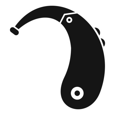 Modern bir işitme cihazını temsil eden basit bir simge, işitme duyusunu geliştirmek için tasarlanmış bir aygıt