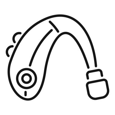 İşitme cihazının çizgi çizimi, işitme kaybı olan insanlar için sesi yükselten bir aygıt