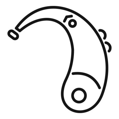 İşitme cihazını temsil eden basit satır simgesi, işitme kaybını iyileştirmek için tasarlanmış bir aygıt